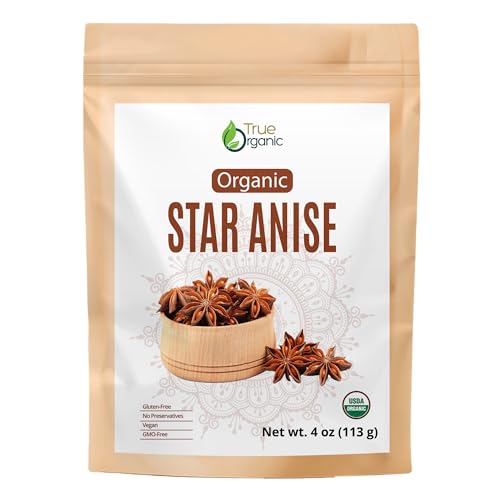 True Organic Premium Vietnam Star Anise-4oz |Certified USDA Organic |Premium Quality for Tea,Cooking & Baking