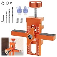SGZIOO Schranktür Installationspositionierer Set, Schranktüren Bohrschablone, Schranktür Montagehilfe mit 3 Bohrern(6/8/10mm), Einstellbarer Schranktür Montagehilfe, für Exakte Bohrungen