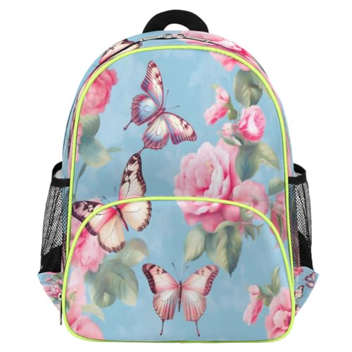 Sac à dos décontracté enfants rose imprimé papillon petit sac voyage crèche