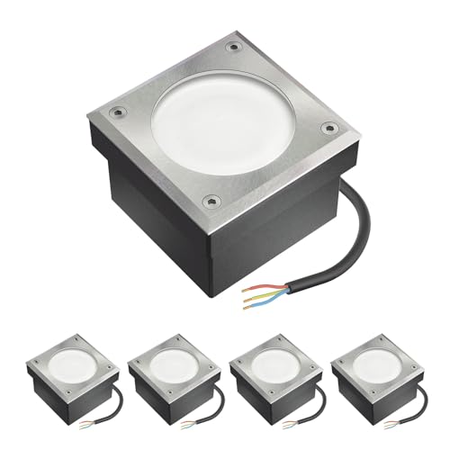 ledscom.de 5x Lámpara empotrada en el suelo para adoquines GX53 NEOLUM para exteriores, IP67, angular, 10 x10cm, incl. portalámparas