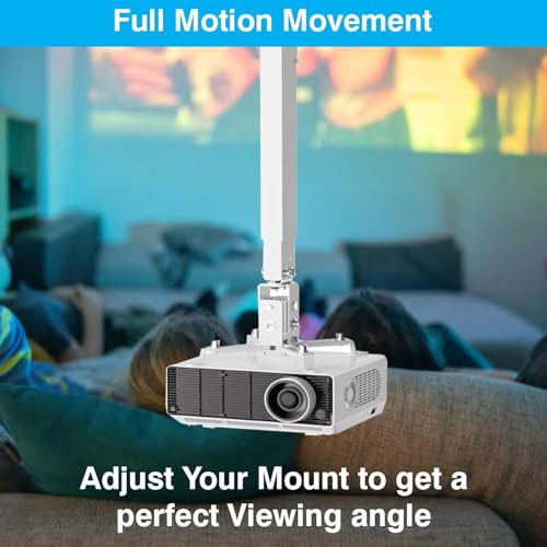Image of 4ft Adjustable Projector Ceiling Mount Stand | 40 to 48 Inch (4 Feet) Extendable Bracket | Universal Tilt, Swivel & Rotate Wall /Ceiling Projector Mount | Heavy-Duty Frame#3