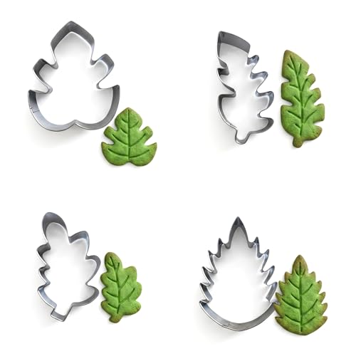 NIIIYTYB 4 Piece Leaf Cookie Cutter Set Tropical Stainless Steel
