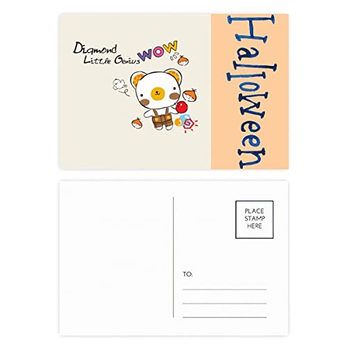 Cartes postales d'Halloween ours et fruits : lot de 20 illustrations cartonnées premium