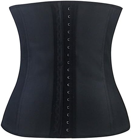 Burvogue Women's Waist Training Cincher Underbust Corsets and Bustiers Latex Girdle Shaper (L/ Bust 99-104cm Waist 80-85cm Hip 104-109cm, Black)