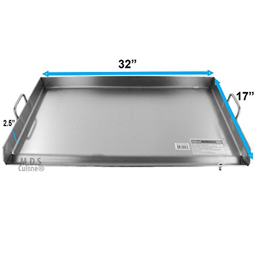 M.d.s Cuisine Cookwares Griddle Stainless Steel Flat Top With Reinforced Brackets Under Griddle-Heat Distributor Heavy Duty Comal Plancha 32" X17" #TOP6