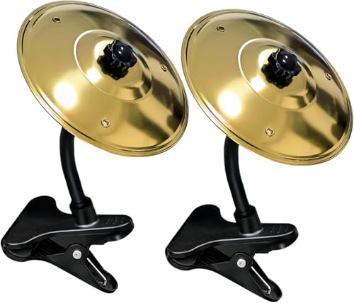 Desktop Cymbal with Clamp Mount - Portable Metal Percussion Instrument for Office Home - Stress-Relief Mini Drum Accessory (2 Pack, Gold)