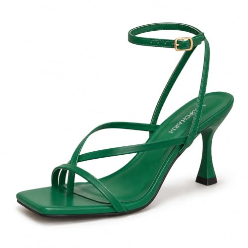 Image of Women's Strappy High Heels Sandals Square Open Toe Ankle Strap