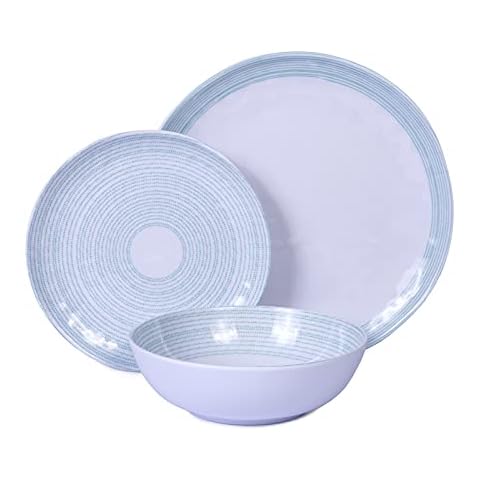 Melamine Dinnerware Sets 12 PCS - Service for 4 Plates & Bowls Sets Suitable Indoor and Outdoor, Unbreakable, Lightweight, BPA Free Dinner Dishes Set for Everyday Use Cover