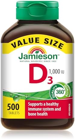 Jamieson Vitamin D3 1,000 IU Tablets, Supports Immune Health, Str...