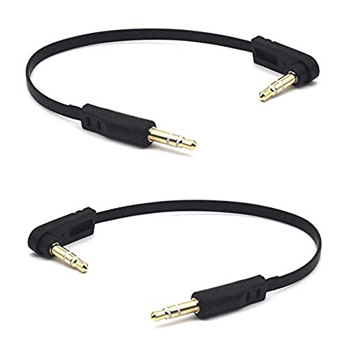 Kework 3.5mm Stereo Audio Flat Cable, 15cm, 2 Pack, 90 Degree Angle Male, 1/8" TRS Jack Plug Headphone Headset AUX Cord by Kework - Used condition - US$7.64