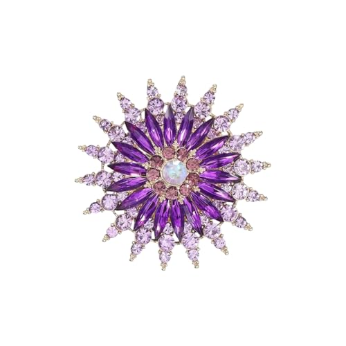 Image of Premium Rhinestone Flower Brooch Pin for Women Sparkling Crystal Flower Corsage Bouquet Brooch Floral Lapel Pins Fashion Snowflake Sunflower Broochs Wedding Bride Dress Jewelry