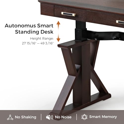 Image of EUREKA ERGONOMIC Standing Desk, 63 inch Executive Desk w Drawers,Modern X-Shaped Leg Luxury Home Office Computer Desk w Monitor Stand,Smoked Oak