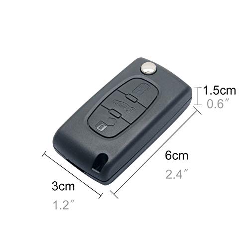 Llave remota de coche para Peugeot 207 y 307: repuesto portátil de 3 botones con mando inteligente 2