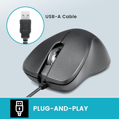 Image of Perixx PERIMICE-221U Wired Ergonomic USB Mouse - 4.9 Ft Cable - Optical 1000 DPI Design - Black