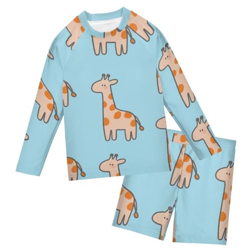 Conjunto de natación de manga larga con jirafa para niños