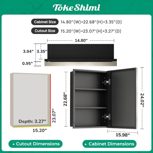 Image of TokeShimi 16 x 24 in Brushed Nickel Medicine Cabinet with Mirror, Aluminum