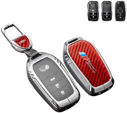 SANRILY Carbon Fiber Pattern 4 Button Key Cover Case Fit For Toyota Corolla Cross LE 2024 Highlander Crown 2023 Land Cruiser Venza RAV4 Tundra Keyless Luminous Key Shell With Keychain Silver - Foto 7