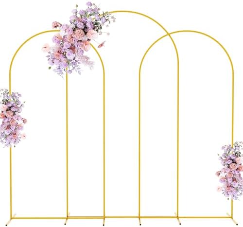 Fomcet Metal Arch Backdrop Stand Set Of 2 Gold Wedding Arch Stand 7.2FT & 6FT