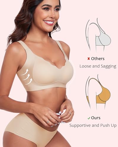 Vinfact Push Up Bras for Women No Underwire Seamless Wireless Bras Full Coverage Comfortable Supportive Bralettes4