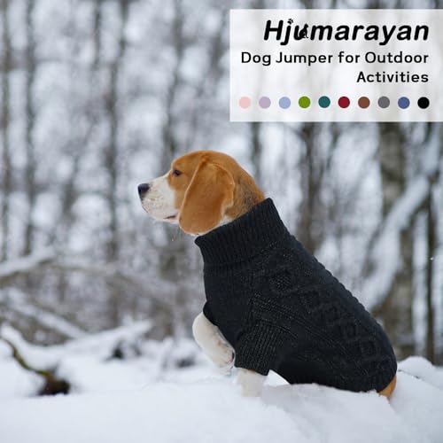 Hjumarayan Hundepullover - Schlicht & Elegant Pullover Hund, Warme Hundepullover Mittelgroße Hunde mit Geschirrloch für Leine, Schöner Hundepulli mit Beinen für Französische Bulldogge (Schwarz M)