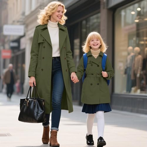 Image of Betusline Womens & Girls Waterproof Trench Coat Double Breasted Lapel Overcoat Outerwear, 3 Years - Women 2XL