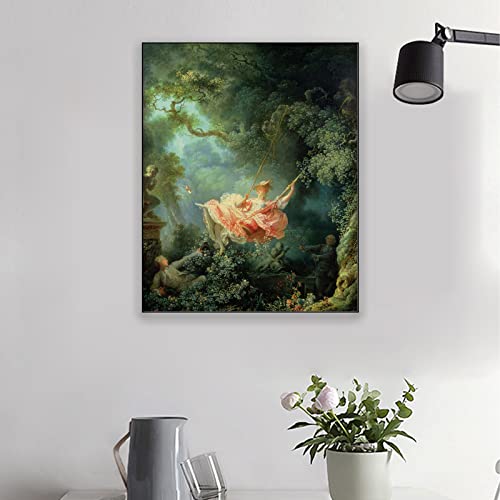 Zzpt Jean Honore Fragonard The Swing Print - Fine Art Poster - Oil Painting Canvas Wall Art Landscape For Living Room Bedroom Home Decor Unframed (12X15In/30X38Cm) #TOP2