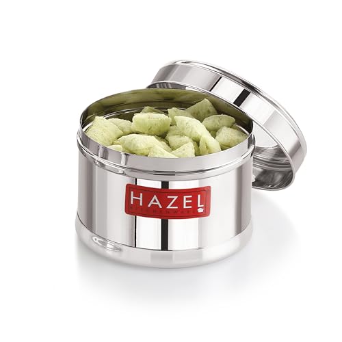 Image of HAZEL Stainless Steel Masala Containers Set of 6 | 700ML Airtight See Through Lid | SS Kitchen Storage Boxes for Spices, Pulses, Dry Fruits