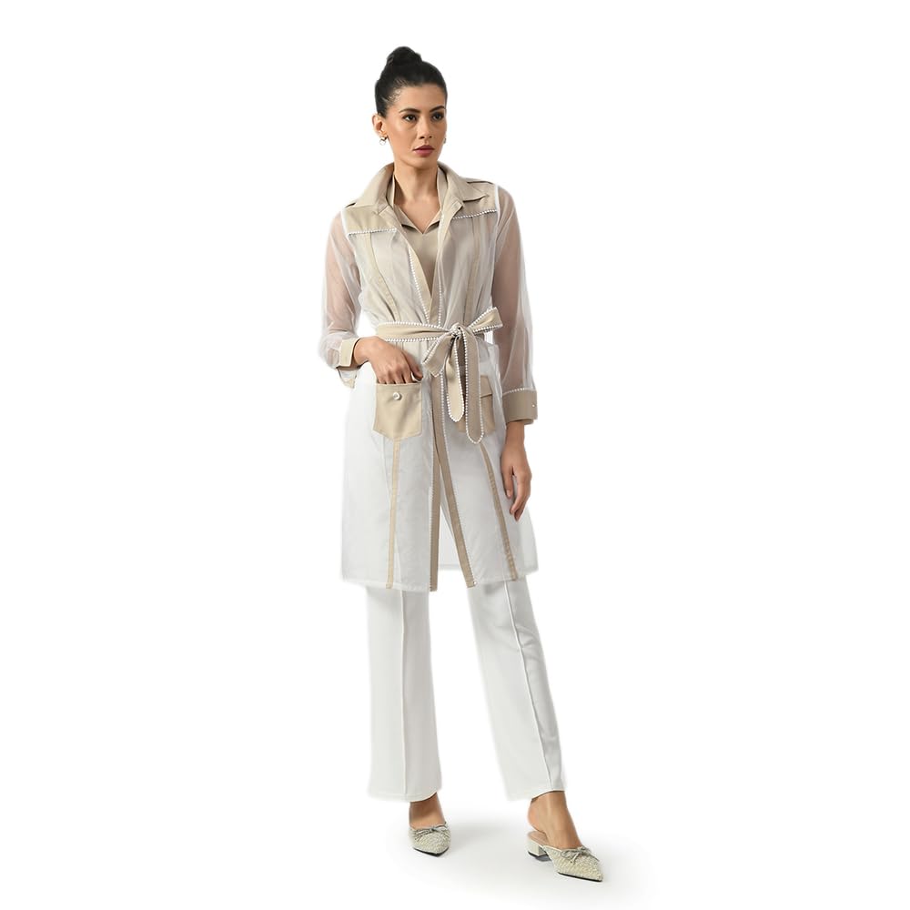 office & you Off White Organza Long Jacket-picture-32