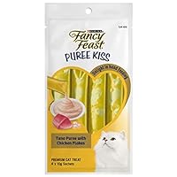 Fancy Feast Puree Kiss Tuna with Chicken Flakes Cat Treat, Adult, 4x10g