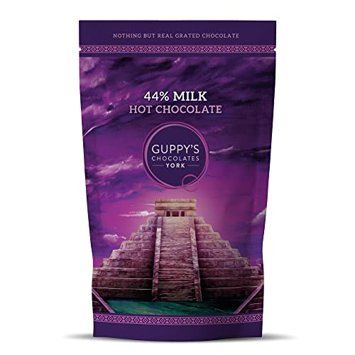 Guppy's Chocolates York | Hot Chocolate Flakes | Luxury 44% Milk Hot Chocolate | Real Grated Drinking Chocolate | 245 grams Resealable Pouch Equal To 7 Sachets (Milk Chocolate)