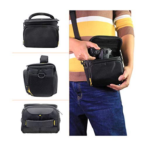 FOSOTO Camera Case Bag Compatible for Canon PowerShot SX420 SX530 M5 M100 Nikon Coolpix L340 B500 L330 L840, Sony Alpha a6000 A6300 HX400, Fujifilm XT20 Waterproof(with Rain Cover)