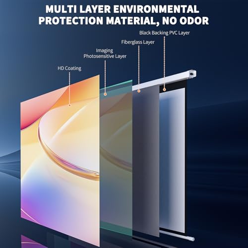 WASJOYE 120 Leinwand Beamer Elektrisch Diagonale Automatische Projektion 16:9 8K HD Filme Schirm für Heimkino Büro Videospiel Outdoor Indoor, Projector Screen W/Fernbedienung und Wand/Decke Mount