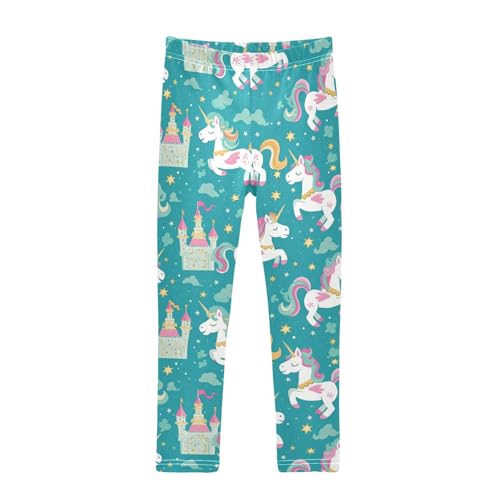 Cute Unicorns Girls' Leggings Toddler Doodles Castle Stars Kids Yoga Pants Dance Active Tights 6T Multi