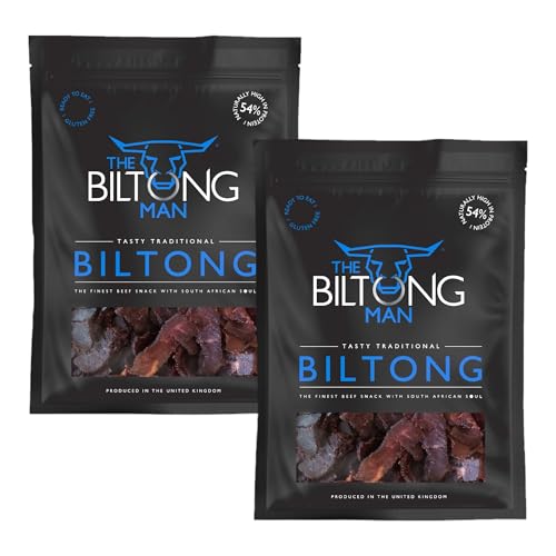 The Biltong Man Tasty Traditional Lean Beef Biltong – High-Protein Beef Snack, 1000g (2 x 500g)
