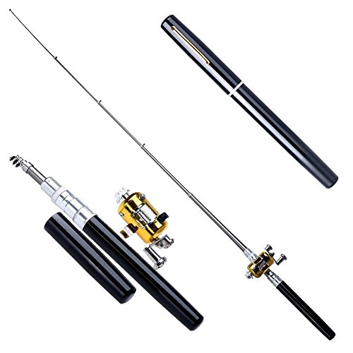 Lic-Store Pen Fishing Rod Reel Combo Set Pocket Fishing Pole Premium Mini Pocket Collapsible Fishing Pole Kit Telescopic Fishing Rod Spinning Reel Combo Kit 38 Inch (Black) Lic-Store Pen Fishing Rod Reel Combo Set Pocket Fishing Pole Premium Mini Pocket Collapsible Fishing Pole Kit Telescopic Fishing Rod Spinning Reel Combo Kit 38 Inch (Black)