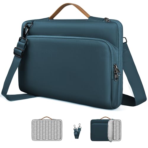 NIMOSA 15.6 Zoll Laptoptasche mit Full-Air Cushion Schutz, Wasserdichte Laptop Arbeitstasche, mit Schulterriemen Aktentasche Herren,Metallschließen YKK-Reißverschluss,Kompatibel mit MacBook Blau