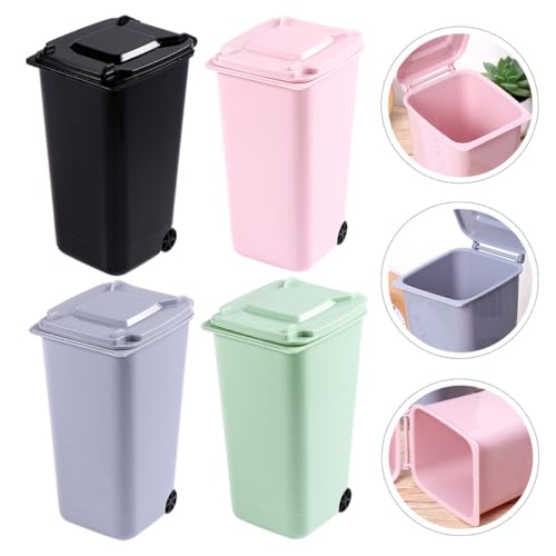 4 Pzas Botes de Basura Mini de Escritorio de Plástico miniatura 5