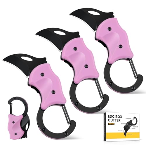 Image of coldown 3 Pack Pink Pocket Knife Gifts for Women Men Adults | Cute Folding Knives Gadgets with 1.34in Stainless Steel Blade, Box Cutter, Gift Idea for Mom Wife Girlfriend