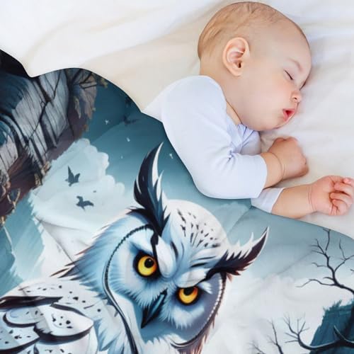 Couverture douce et moelleuse Hibou en flannel contre le froid sur le sofa - 4