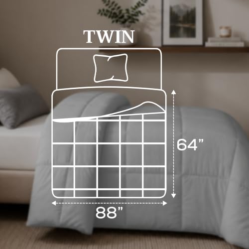 Image of Utopia Bedding Duvet Insert, Twin Comforter 64 x 88 Inches, Light Grey