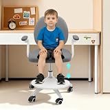 Zalydala Krzesło biurowe dla dzieci, krzesło na biurko dla dzieci, z regulowaną wysokością i podnóżkiem, ergonomiczne krzesło edukacyjne, nośność 100 kg, 5 kółek, do pokoju dziecięcego i biura (kolor