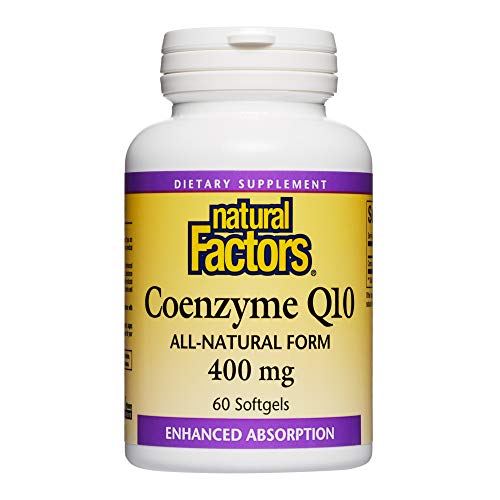 Natural Factors, Coenzyme Q10 400mg, CoQ10 Supplement for Energy, Heart and Antioxidant Support, 60 softgels (60 servings)