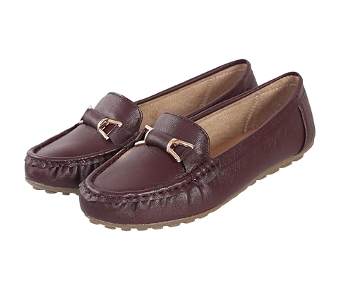 Image of Pluxh Women's Elegant Ballet Flats with Metal Accent | Soft Comfort Slip-On Shoes | Lightweight Everyday Footwear | Flexible Grip Sole | Office, Casual & Work Wear