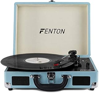 Fenton RP115B Record Player Bluetooth Turntable with Built-In Speakers USB Vinyl MP3 Converter 3-Speed LP Blue