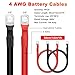 Amfuujoy 4PCS 4 AWG 12Inch Battery Cables, 30CM 4 Gauge 25mm² Pure Copper Battery Inverter Wire Cables with 3/8
