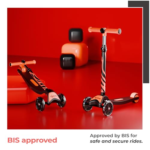 Image of Lifelong Kick Scooter with Adjustable Height - Foldable - Skate for Kids with PVC Wheel - Max User weight-50 kg, Red & Black, LLKS34