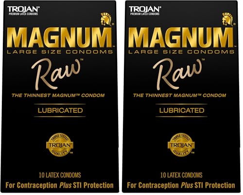 Image of Trojan Magnum Raw Large Size Thin Condoms. Magnum Condoms, 10 Count (Pack of 2)