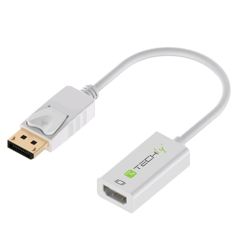 Techly 0.15m DisplayPort 1.2 - HDMI M/F 0,15 m Blanco - Adaptadores de cable de vídeo (0,15 m, DisplayPort, HDMI, Macho, Hembra, Blanco)