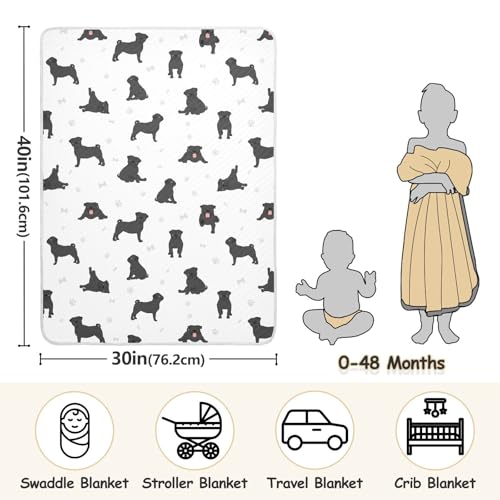 Image of Pug Dog Black Baby Swaddle Blanket for Boys and Girls, Muslin Baby Receiving Swaddle Blanket, Soft Cotton Nursery Swaddling Blankets for Newborn Toddler Infant