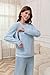 Women Waffle Knit Mama with Zippers Breastfeeding Sweatshirt Mama Embroidered Zip Nursing Pullover Tops(XXL, Blue)